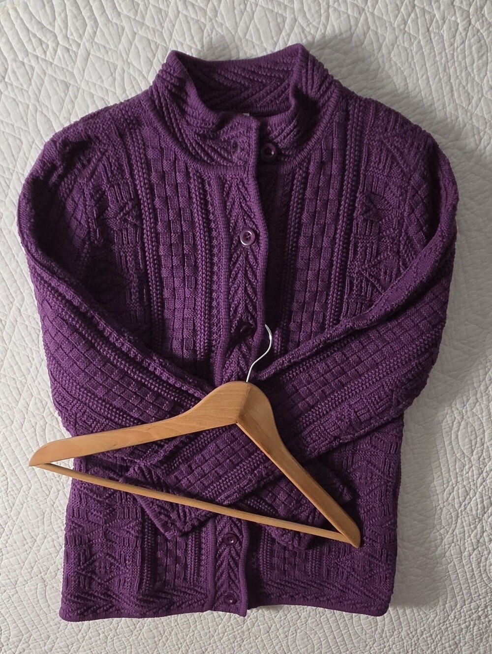 Vintage L.L. Bean Cotton Fisherman Cable Knit Cardigan Sweater